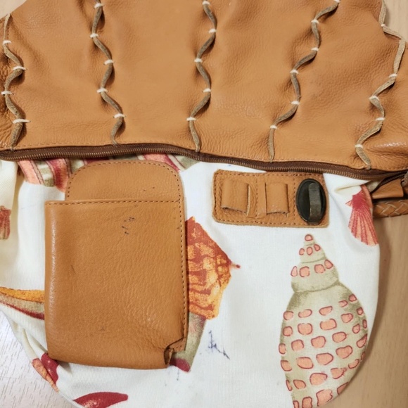 FATTO A MANO By Carlos Falchi Leather Crecent Moon Whip Stitch Hobo Sling Bag - Picture 9 of 12